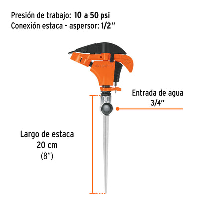 Aspersor plástico 11" una vía estaca metálica