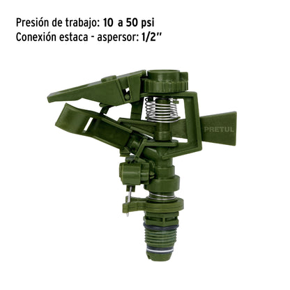 Cabeza de aspersor plástico verde sin estaca
