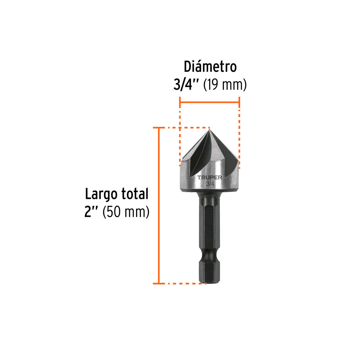 Avellanador HSS cambio rápido 3/4" · vista 3
