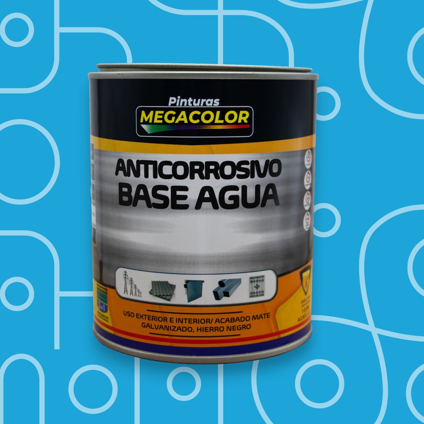 Anticorrosivo base agua 2 en 1 para galvanizado y acero con acabado semibrillante