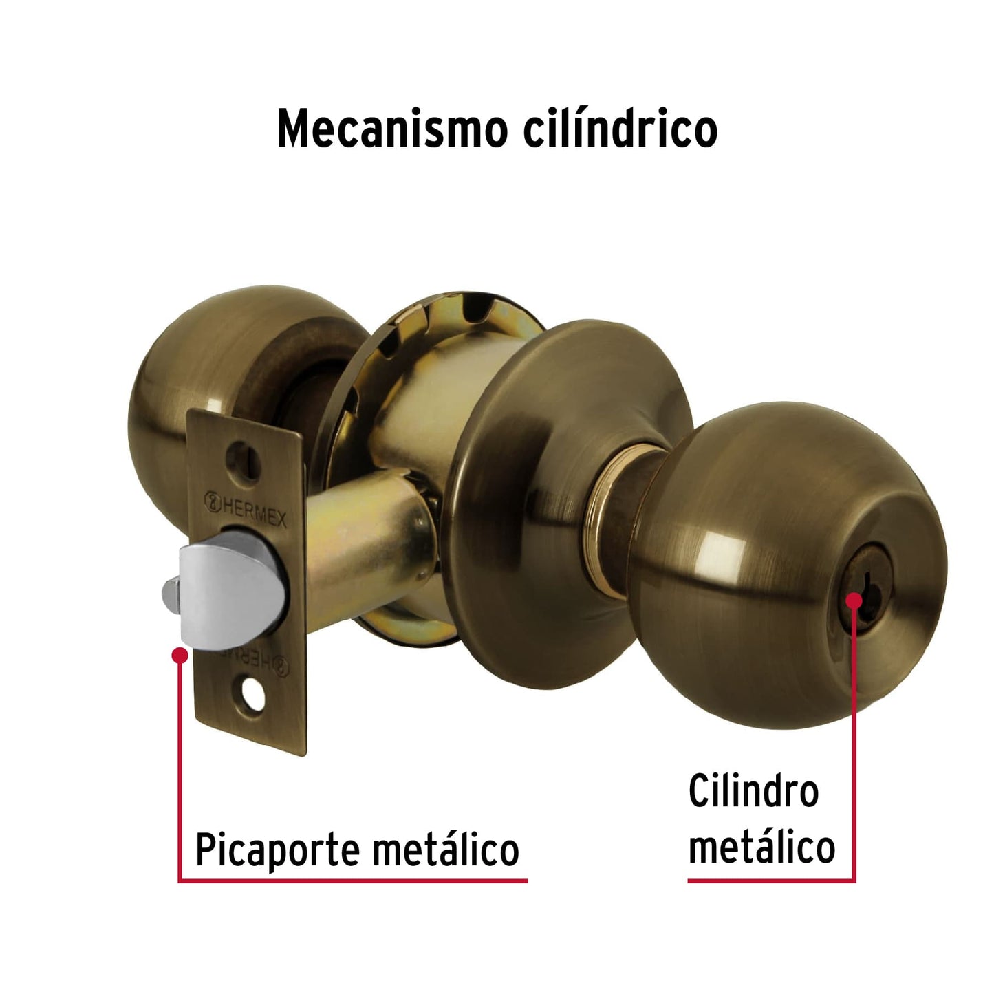 Cerradura esfera cilíndrico recámara latón antiguo