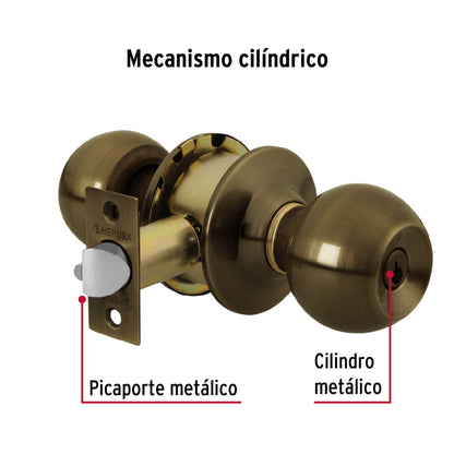 Cerradura esfera cilíndrico recámara latón antiguo