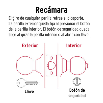 Cerradura esfera cilíndrico recámara latón brillante