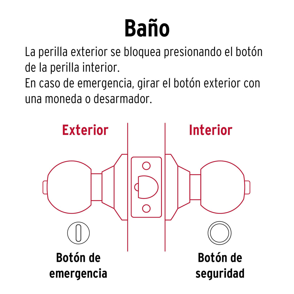 Cerradura tipo esfera, cilíndrico, baño, negro, Basic · vista 3