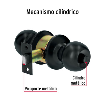 Cerradura tipo esfera, cilíndrico, baño, negro, Basic · vista 5