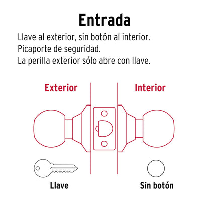 Cerradura tipo esfera, cilíndrico, entrada, negro, Basic · vista 5