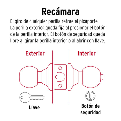 Cerradura tipo esfera, cilíndrico, recámara, negro, Basic · vista 3