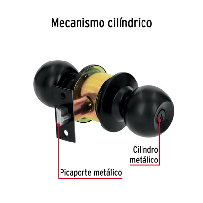 Cerradura tipo esfera, cilíndrico, recámara, negro, Basic · vista 6