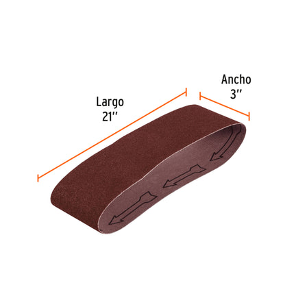 Banda de lija 3x21 pulg grano 100