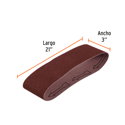 Banda de lija 3x21 pulg grano 120