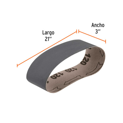 Banda para vidrio 3x21 pulg grano 120