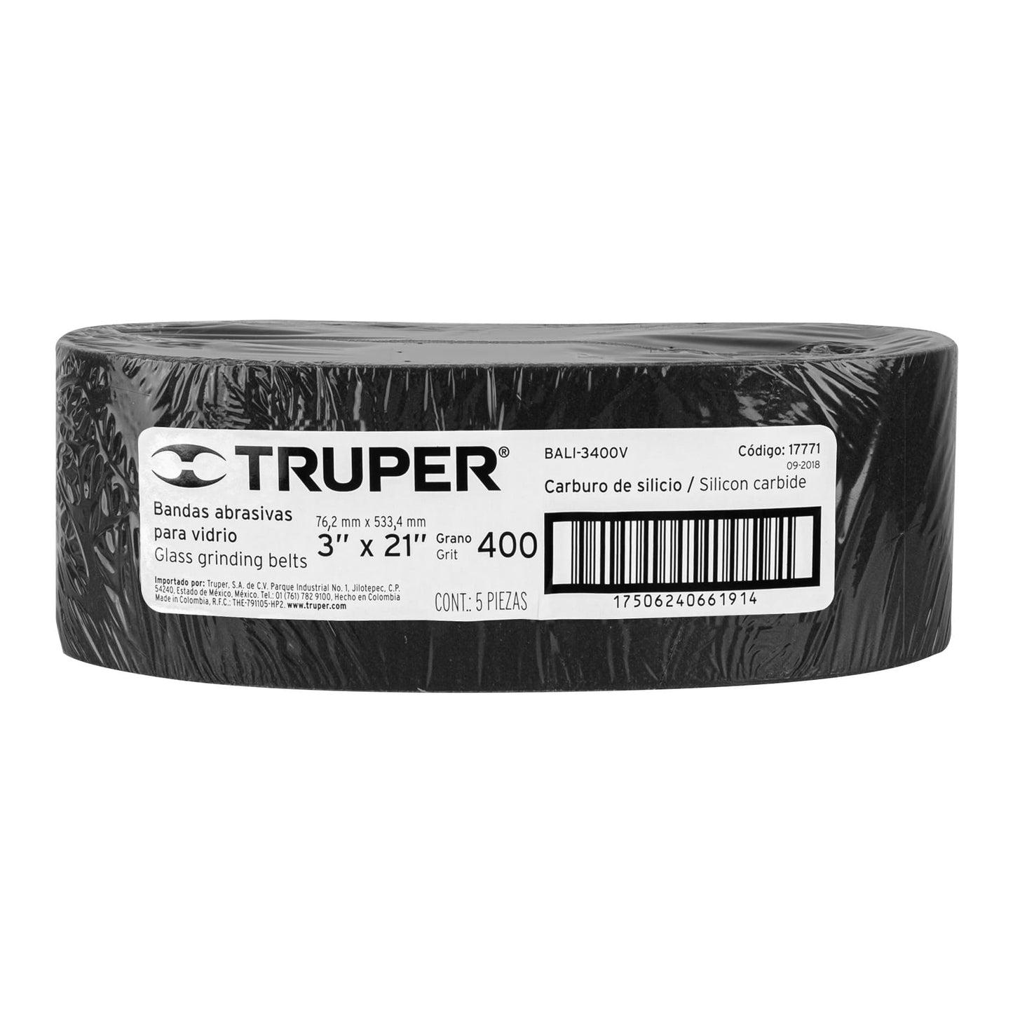 Banda para vidrio 3x21 pulg grano 400