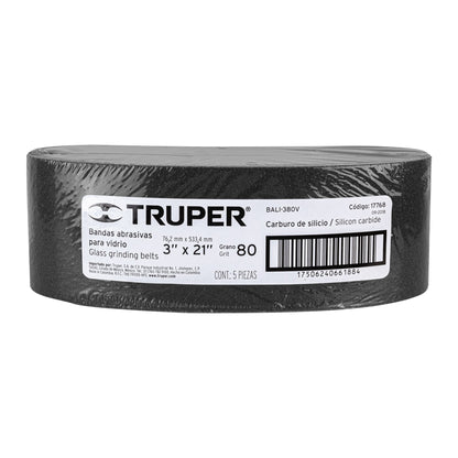 Banda para vidrio 3x21 pulg grano 80