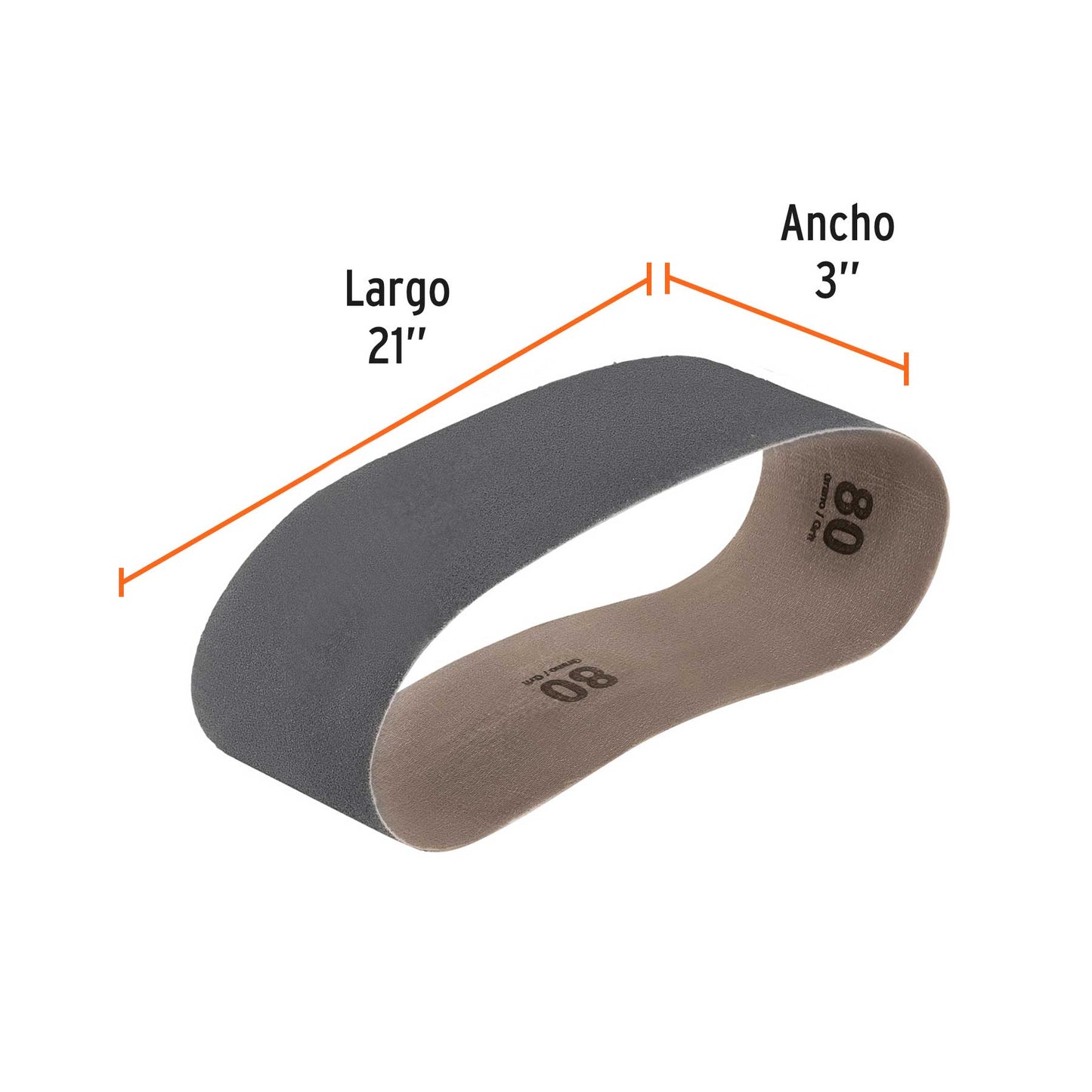 Banda para vidrio 3x21 pulg grano 80