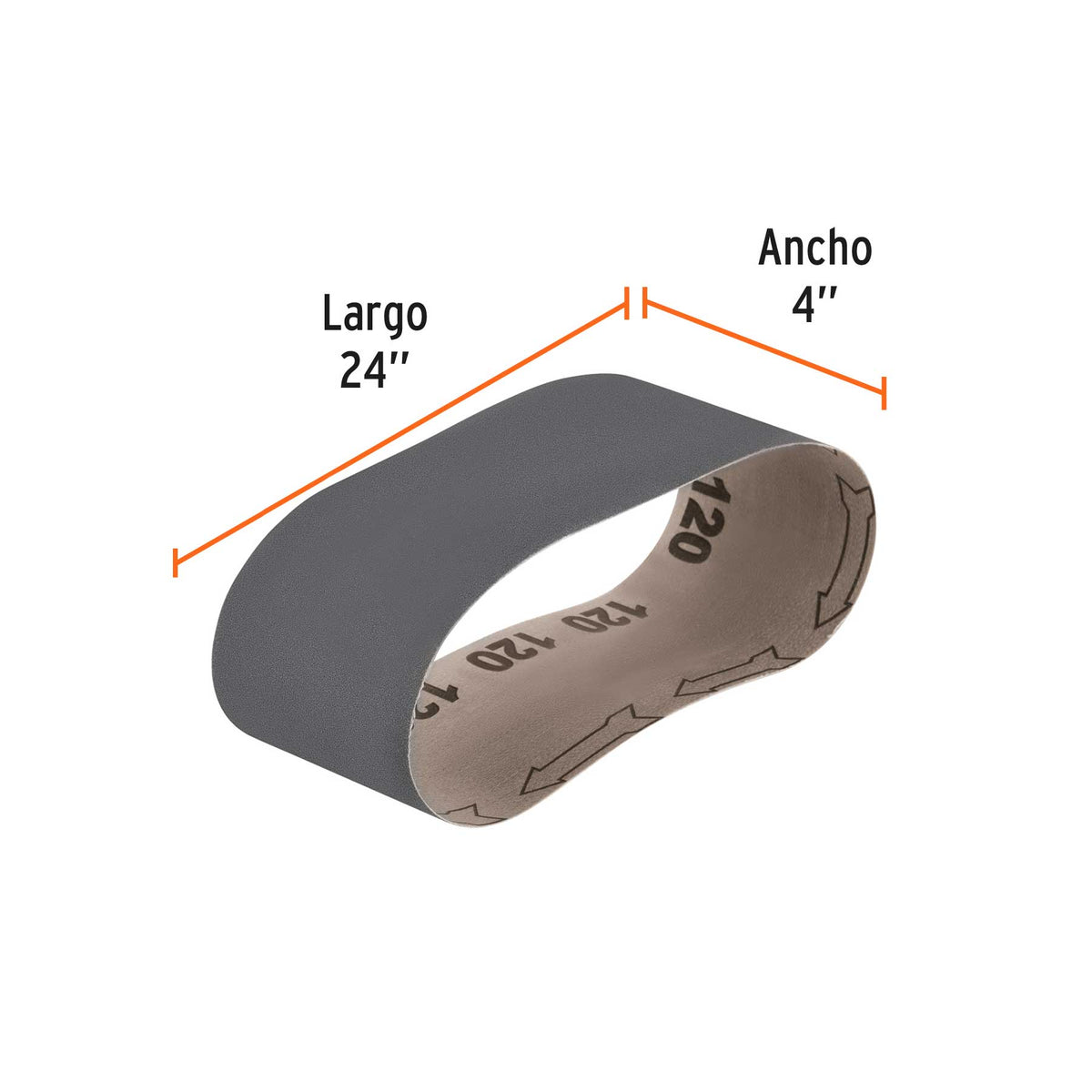 Banda para vidrio 4x24 pulg grano 120