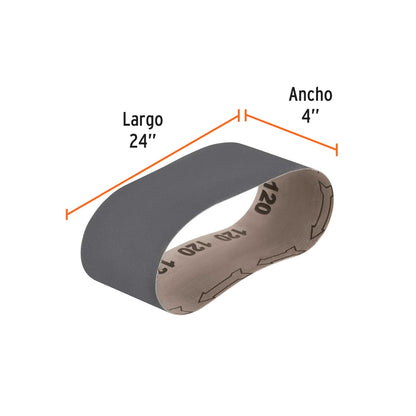 Banda para vidrio 4x24 pulg grano 120