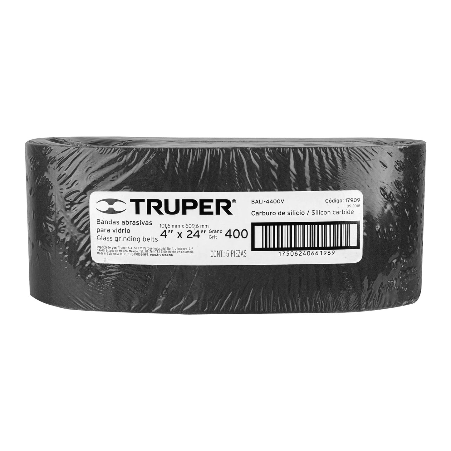 Banda para vidrio 4x24 pulg grano 400