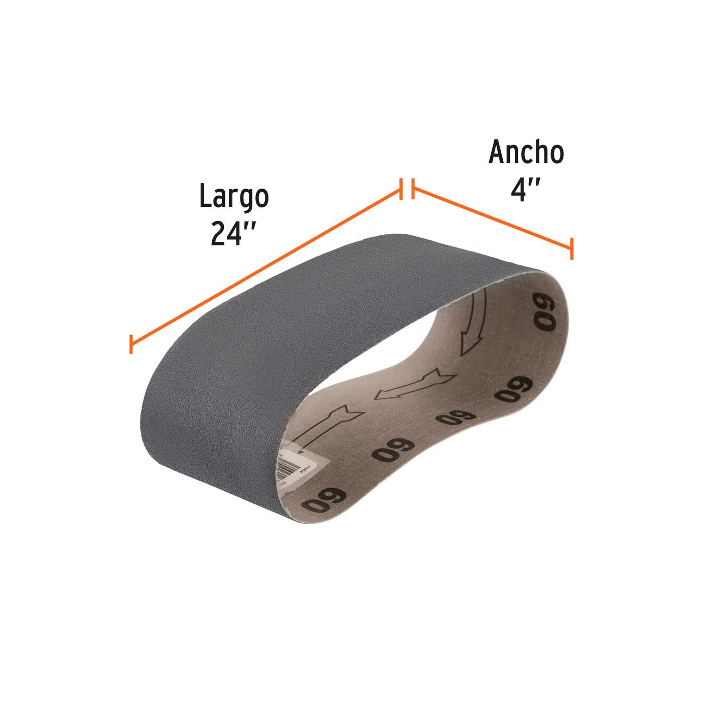 Banda para vidrio 4x24 pulg grano 60