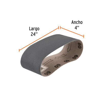 Banda para vidrio 4x24 pulg grano 60