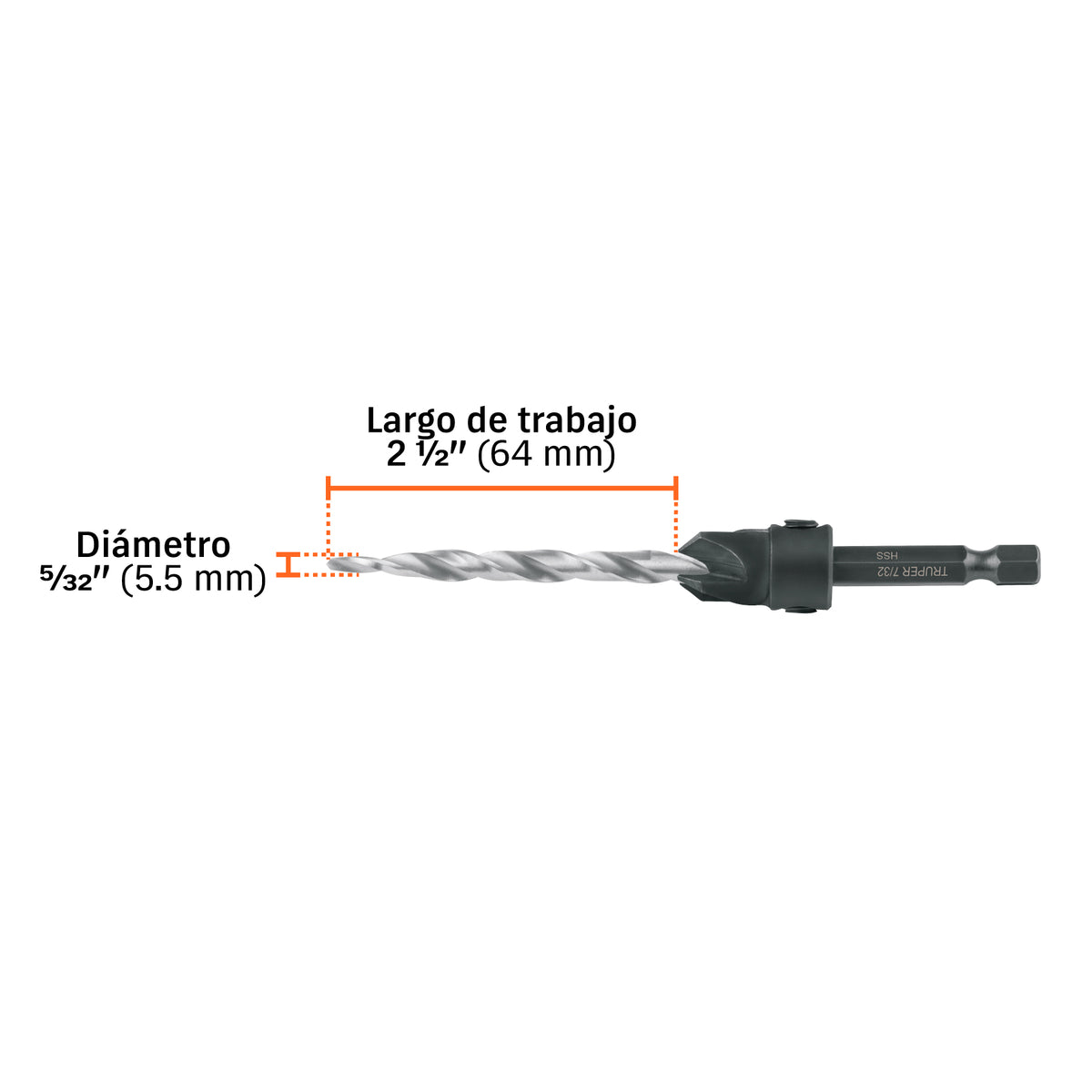 Broca avellanadora #12 para madera, 7/32" · vista 4