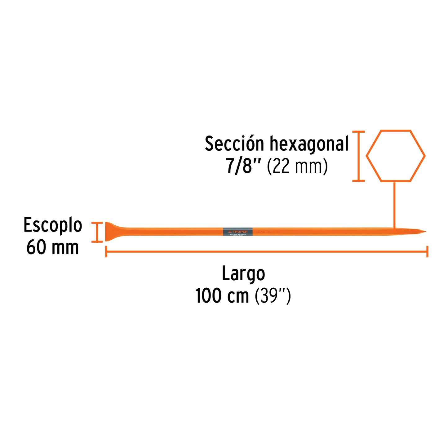 Barreta de punta de 7/8 in y 100 cm con escoplo de 60 mm