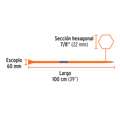 Barreta de punta de 7/8 in y 100 cm con escoplo de 60 mm
