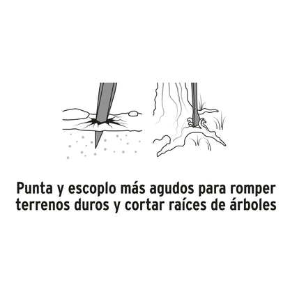 Barreta para tierra dura de 1 in y 175 cm con escoplo de 67 mm