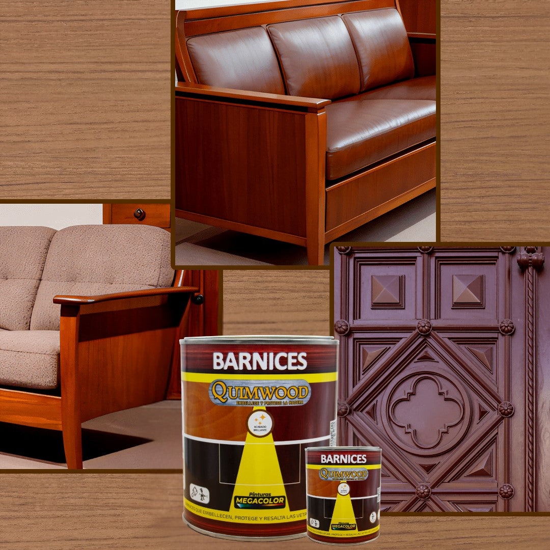 Barniz entintado Megacolor 3 en 1 para madera con acabado brillante