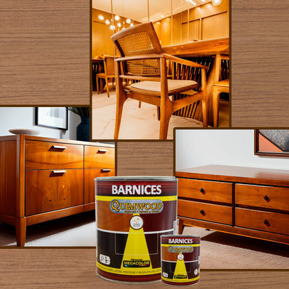 Barniz entintado Megacolor 3 en 1 para madera con acabado brillante