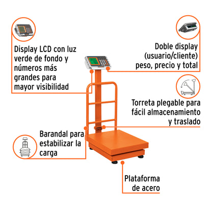 Báscula electrónica de plataforma, plegable, 200 kg · vista 3