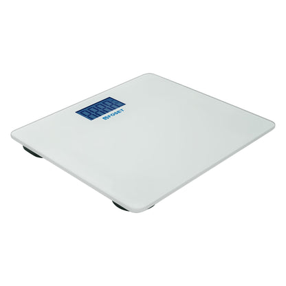 Báscula digital para baño con vidrio templado blanco y capacidad hasta 180 kg