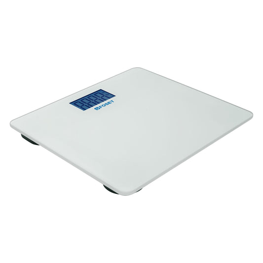 Báscula digital para baño con vidrio templado blanco y capacidad hasta 180 kg