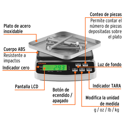 Báscula electrónica de precisión recargable de 3 kg