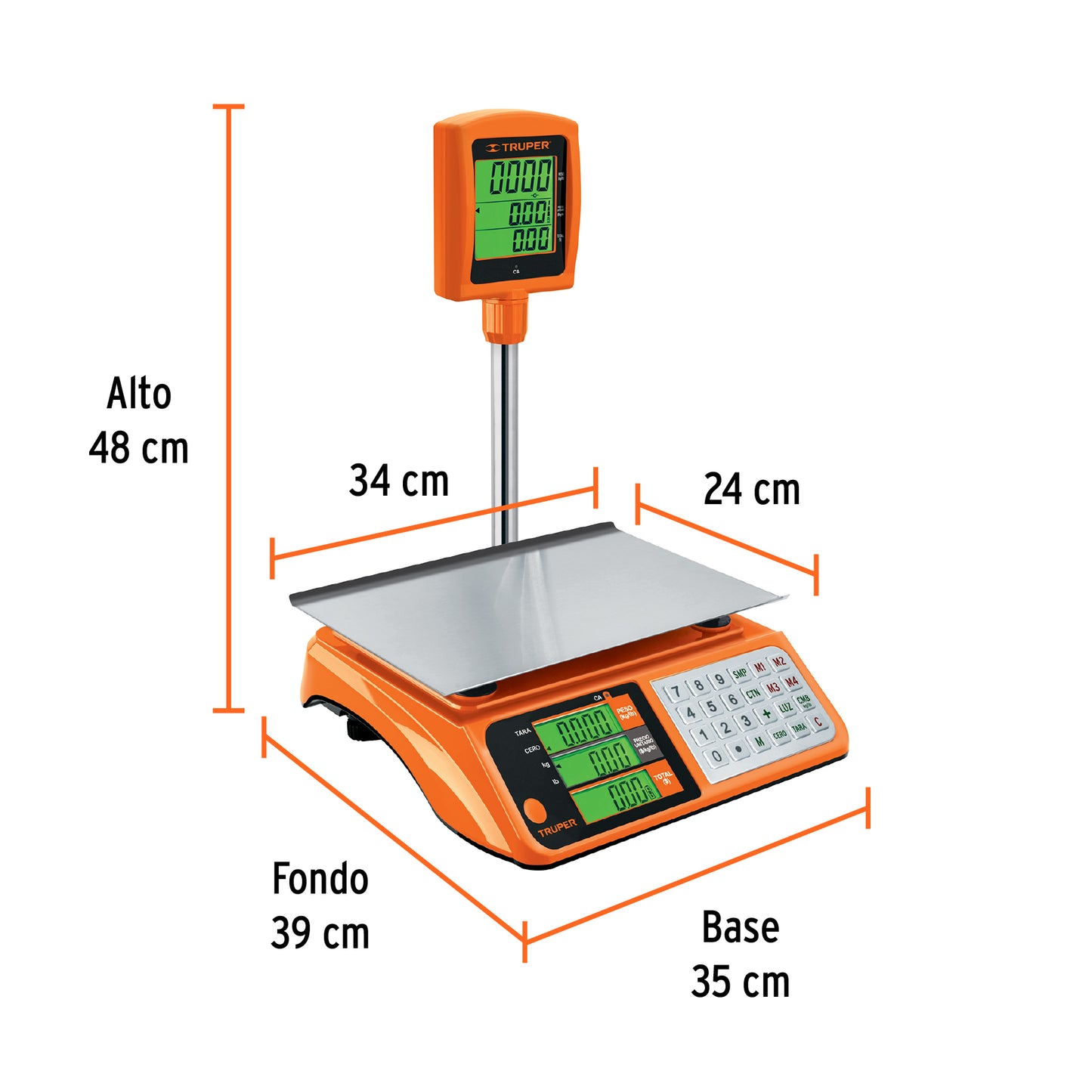 Báscula electrónica multifunciones con torreta de 40 kg