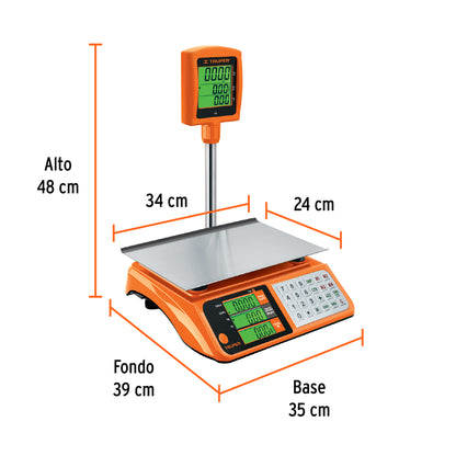Báscula electrónica multifunciones con torreta de 40 kg