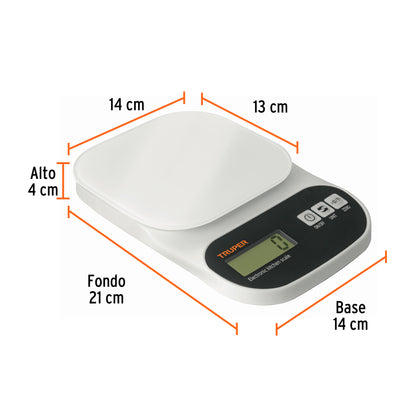 Báscula digital para cocina de 5 kg con plato de vidrio