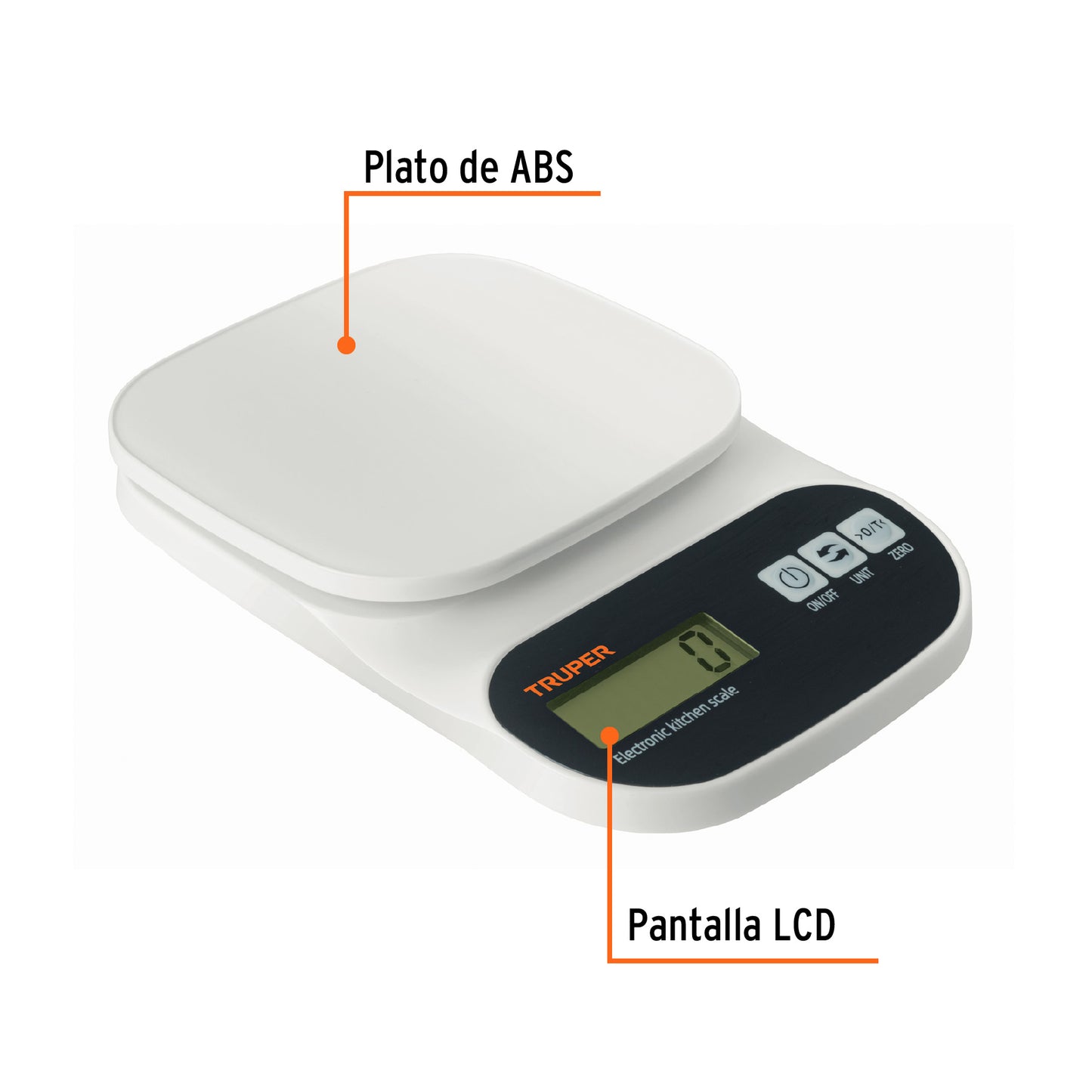 Báscula digital para cocina de 5 kg con plato de ABS