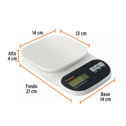 Báscula digital para cocina de 5 kg con plato de ABS
