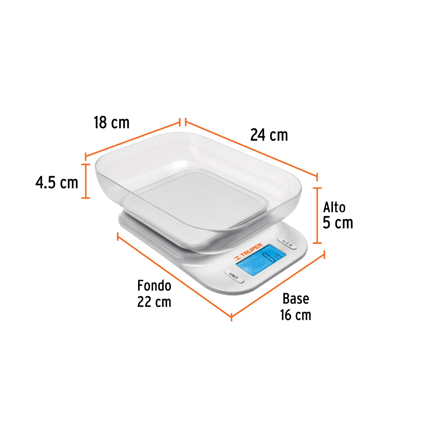 Báscula digital para cocina de 5 kg con tazón