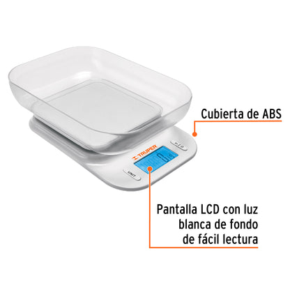 Báscula digital para cocina de 5 kg con tazón