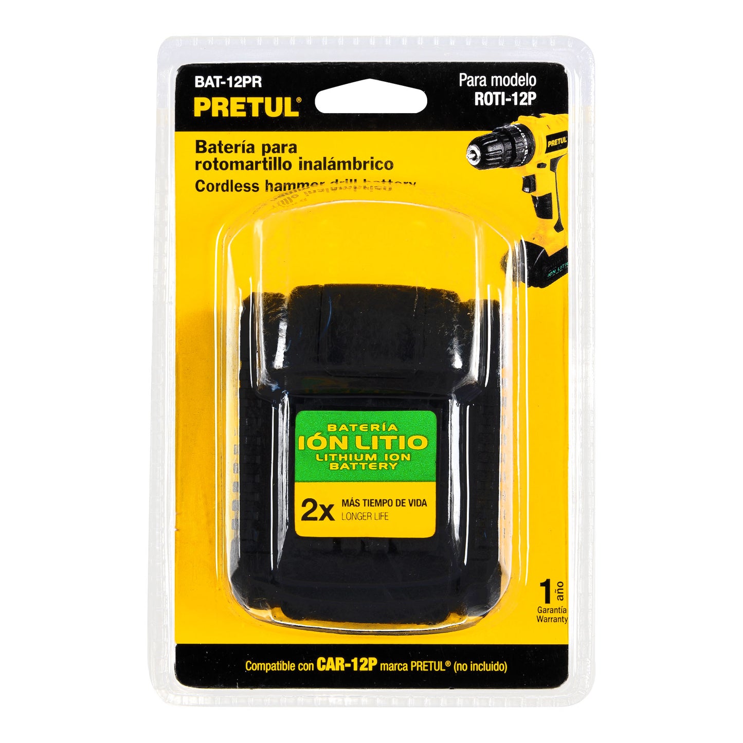 Batería de ion litio de 12 V con capacidad de 2 Ah