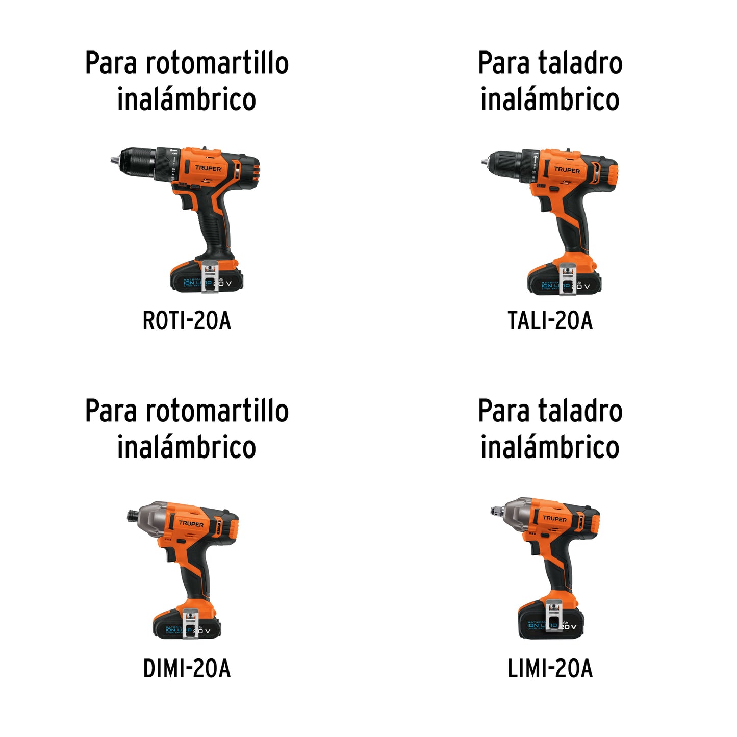 Batería de ion litio de 20 V con capacidad de 4 Ah