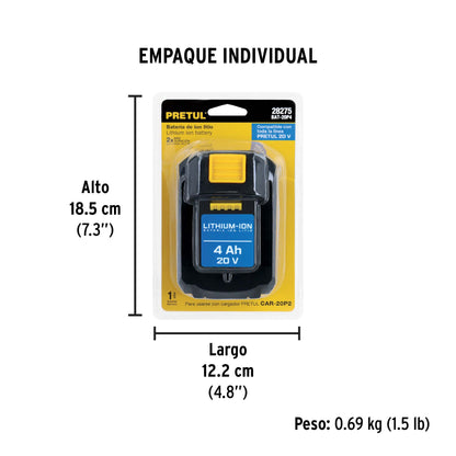 Batería ion litio, 20V, 4 Ah · vista 6
