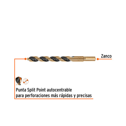 Broca HSS 7/16 pulg Trugold para metal con punta Split Point
