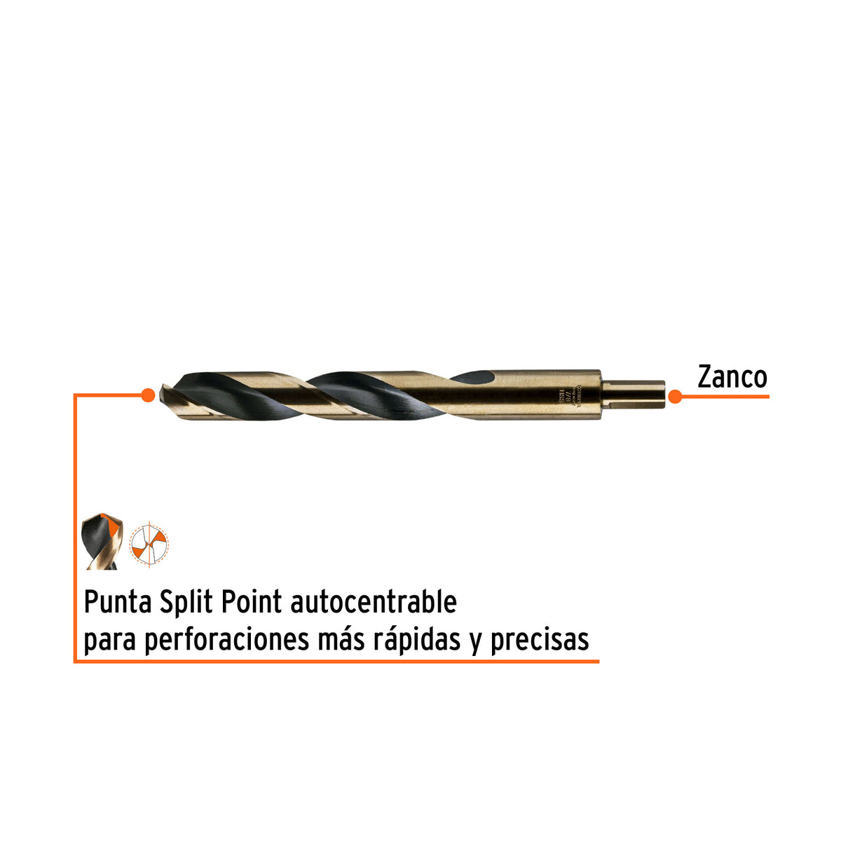 Broca HSS 7/8 pulg Trugold para metal con punta Split Point