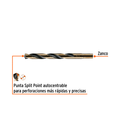 Broca HSS 9/16 pulg Trugold para metal con punta Split Point