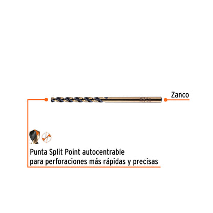 Broca HSS 9/64 pulg Trugold para metal con punta Split Point