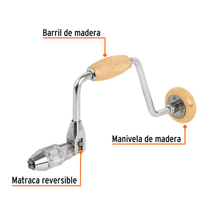 Berbiquí profesional de 12 pulgadas madera
