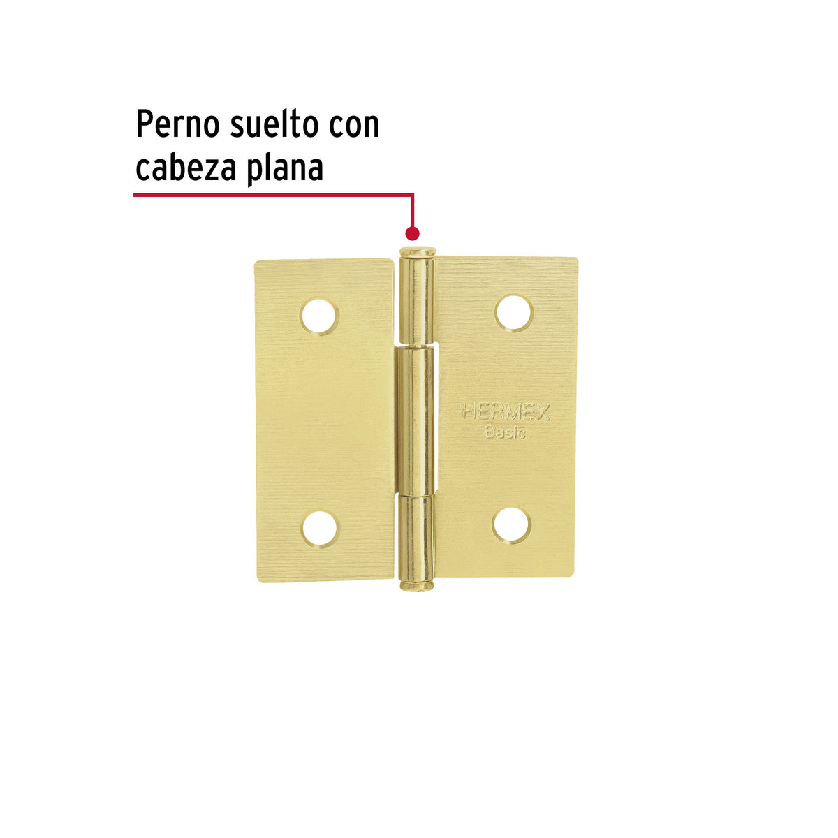 Bisagra cuadrada 2", acero latonado, cabeza plana, BASIC · vista 2