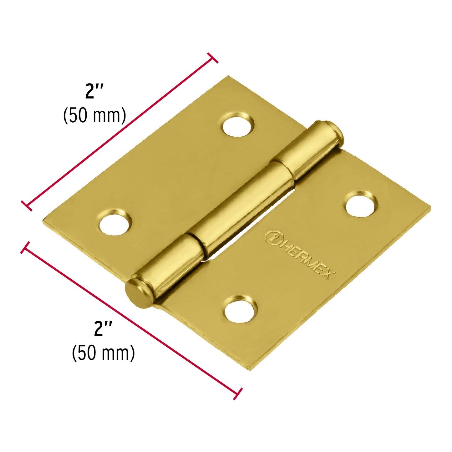 Bisagra cuadrada de acero con acabado latonado